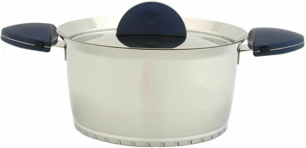 BergHoff Stacca 10" Stainless Steel Covered Stock Pot Blue MSRP 250$ NIB